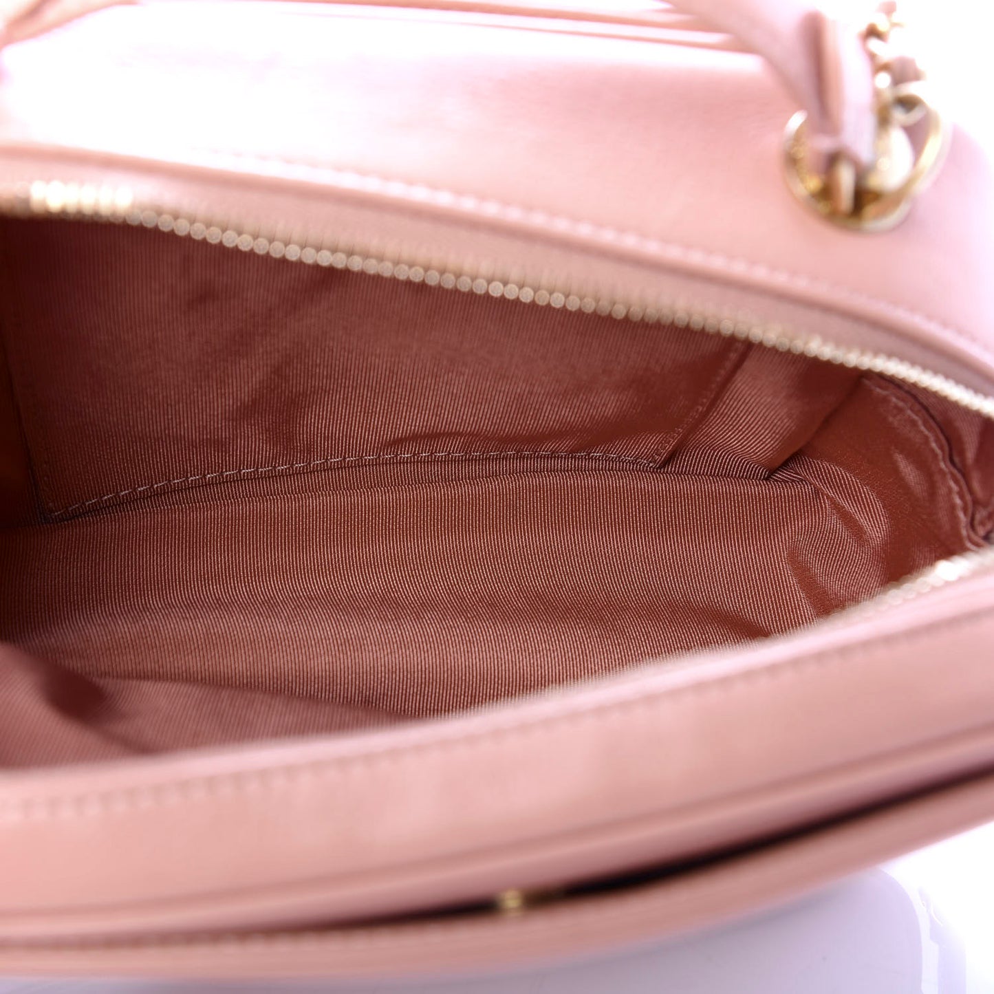 Calfskin Quilted CC Small Vanity Case Dark Beige