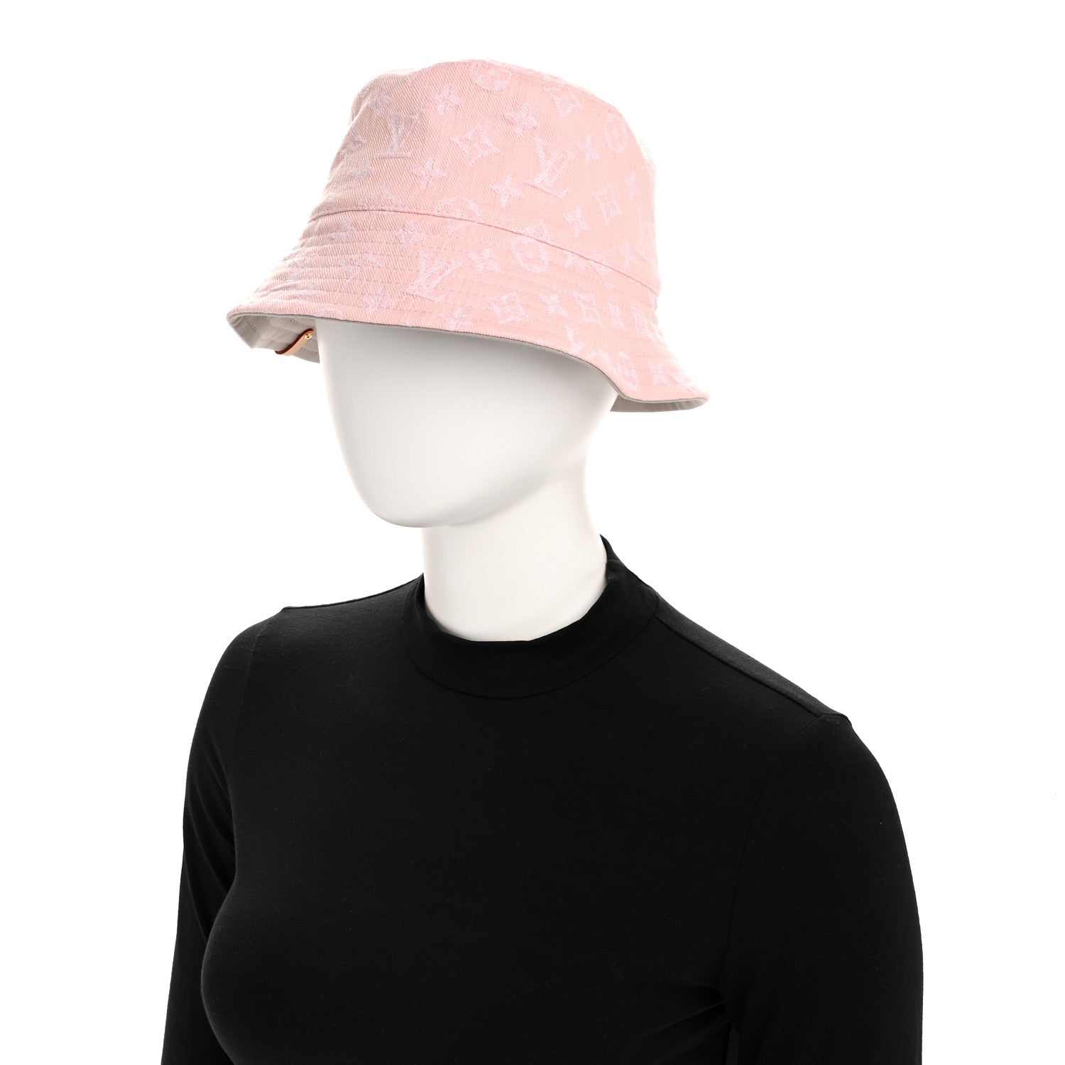 Louis Vuitton Monogram Denim Jacquard Bucket Hat S Pink 2 of 9