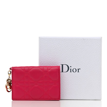Christian Dior Lambskin Cannage Small Lady Dior Flap Card Holder Fuchsia 13 of 13