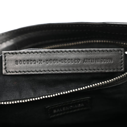 Balenciaga Canvas Satin Calfskin Diagonal Allover Logo Print Classic Silver Hardware S City Black White 8 of 12