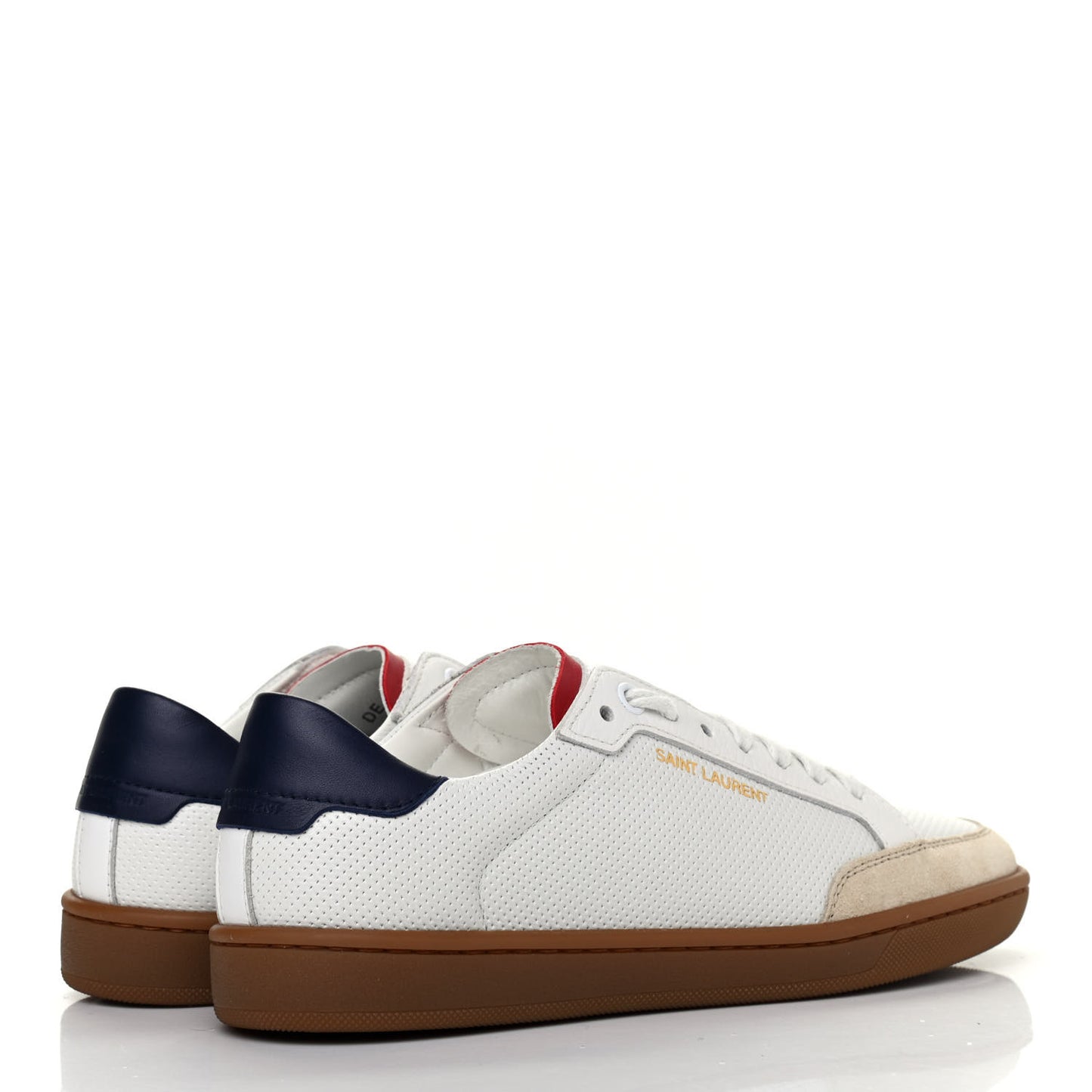 Calfskin Perforated Suede SL10 Court Classic Low Top Sneakers 36 White