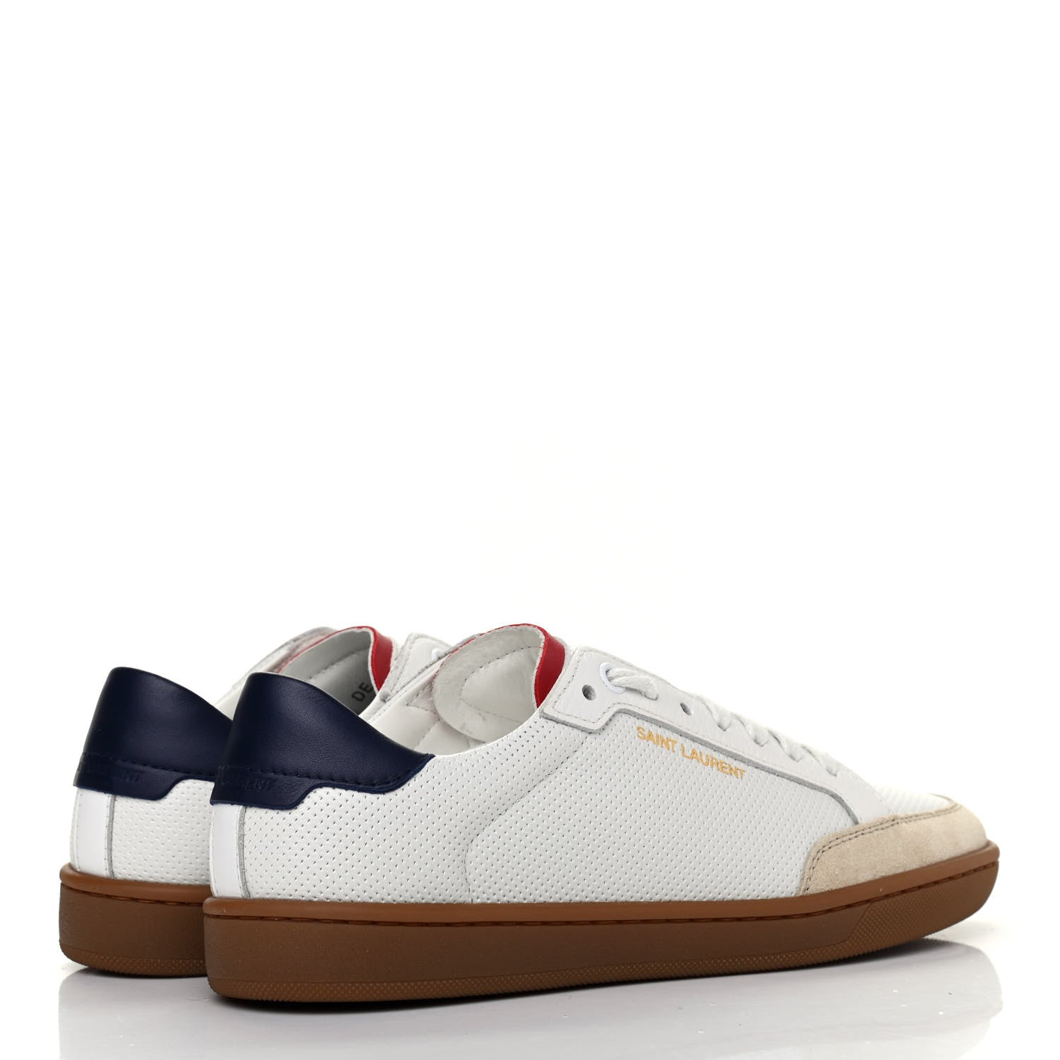 Saint Laurent Calfskin Perforated Suede SL10 Court Classic Low Top Sneakers 36 White 4 of 9