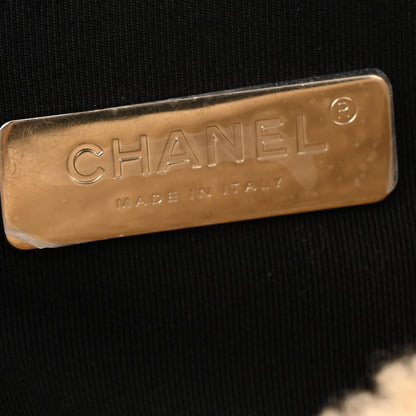 Chanel Shiny Crumpled Sheepskin Shearling CC Mania Flap Bag Black Beige 6 of 10