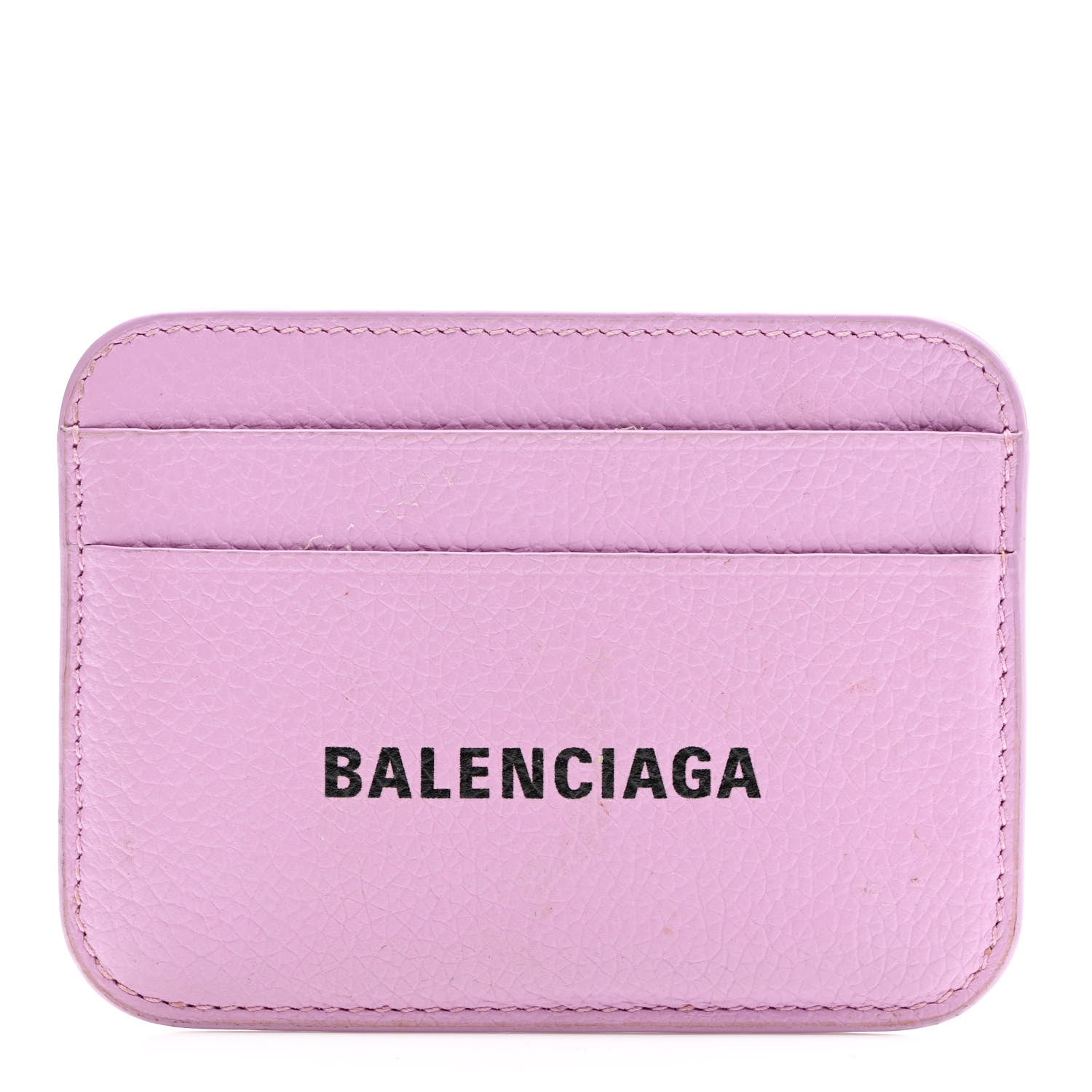 Balenciaga Grained Calfskin Logo Cash Rounded Card Holder Lilac Black 1 of 8