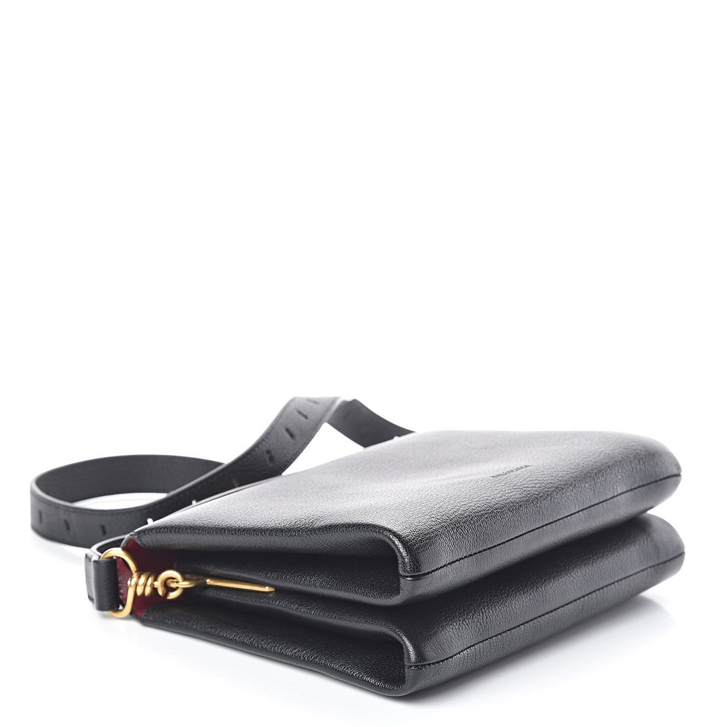 Shiny Grained Goatskin S Flap Bag Black