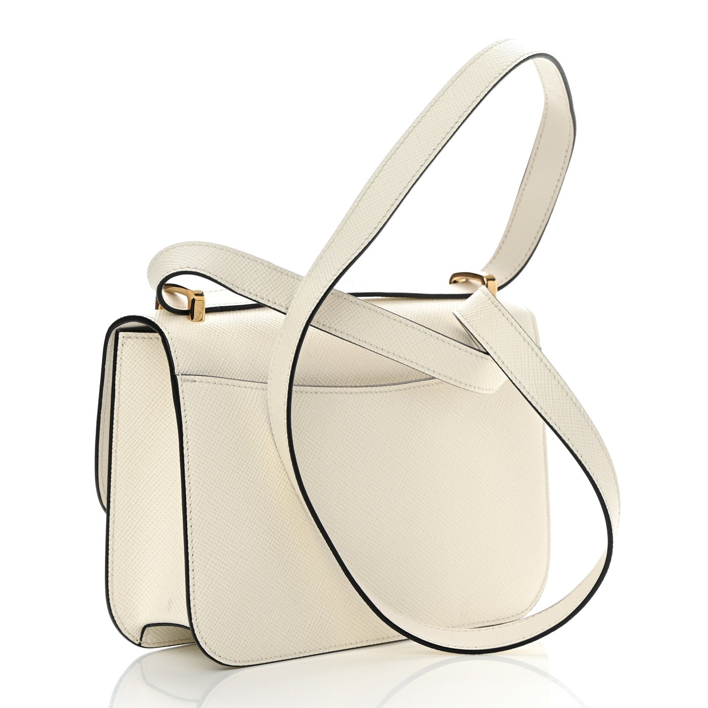 Saffiano Cuir Triangle Embleme Flap Shoulder Bag White