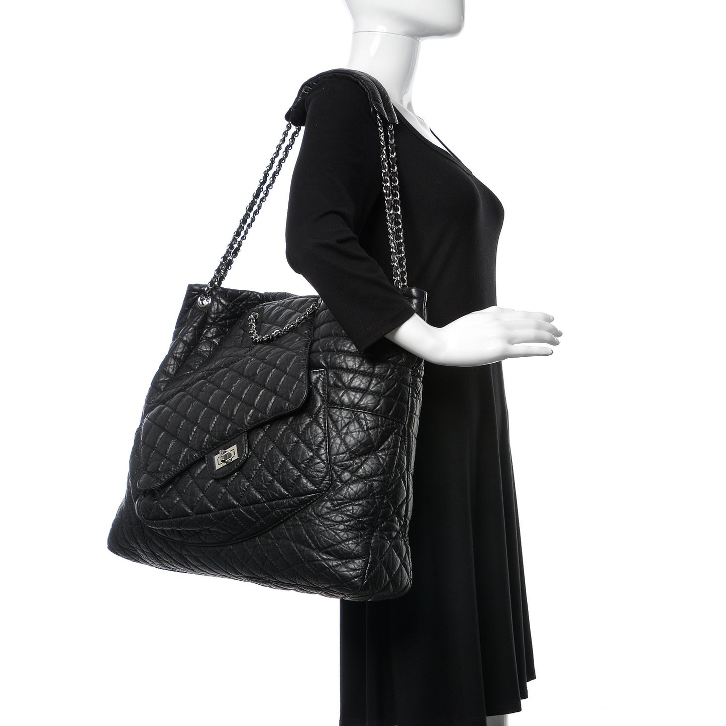 Aged Calfskin Karl's Cabas Tote Black