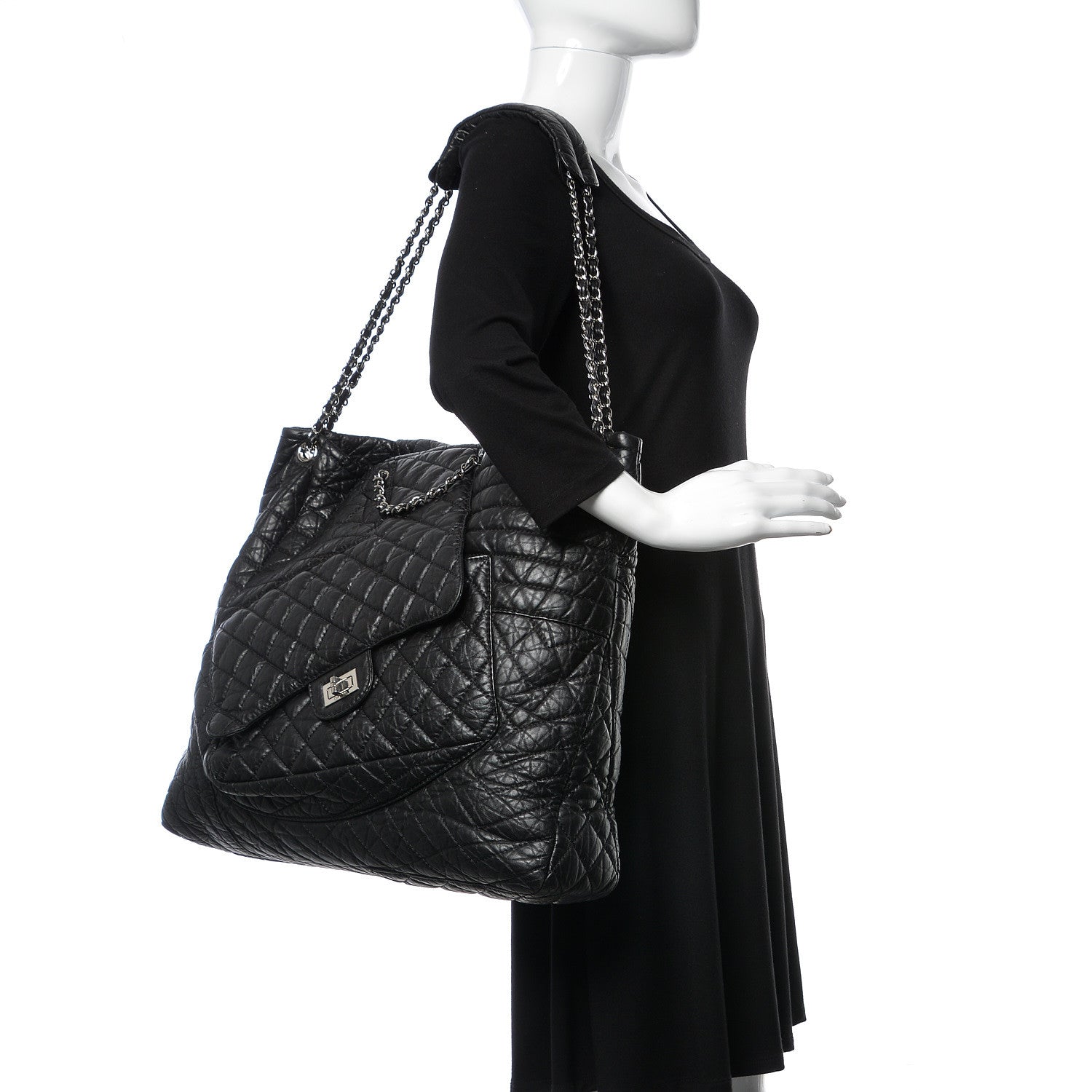 Chanel Aged Calfskin Karl's Cabas Tote Black 2 of 12