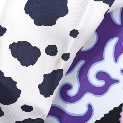 Hermes Silk Appaloosa Des Steppes Scarf 90 White Casse Marine Violet 6 of 6