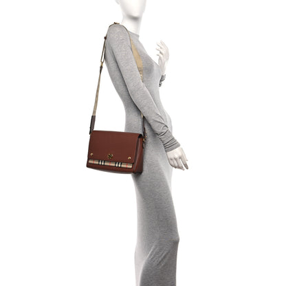 Burberry Grainy Calfskin Vintage Check Note Crossbody Bag Malt Brown 3 of 10