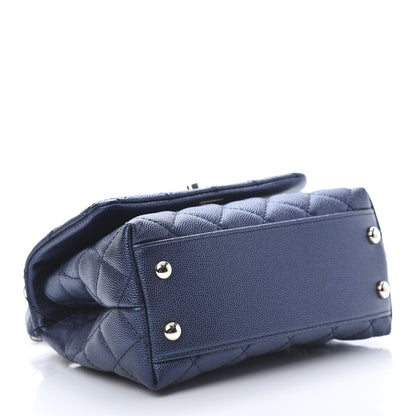 Chanel Metallic Caviar Quilted Extra Mini Coco Handle Flap Dark Blue 5 of 12