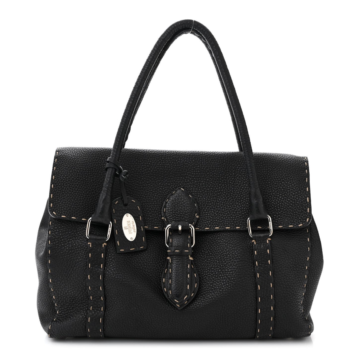 Cuoio Romano Selleria Medium Linda Satchel Black