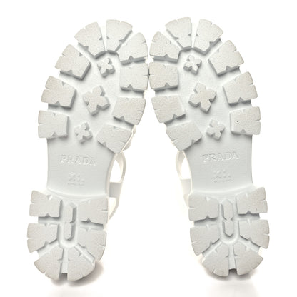 Prada Foam Rubber Metal Triangle Logo Monolith 55mm Cage Sandals 41 White 5 of 9