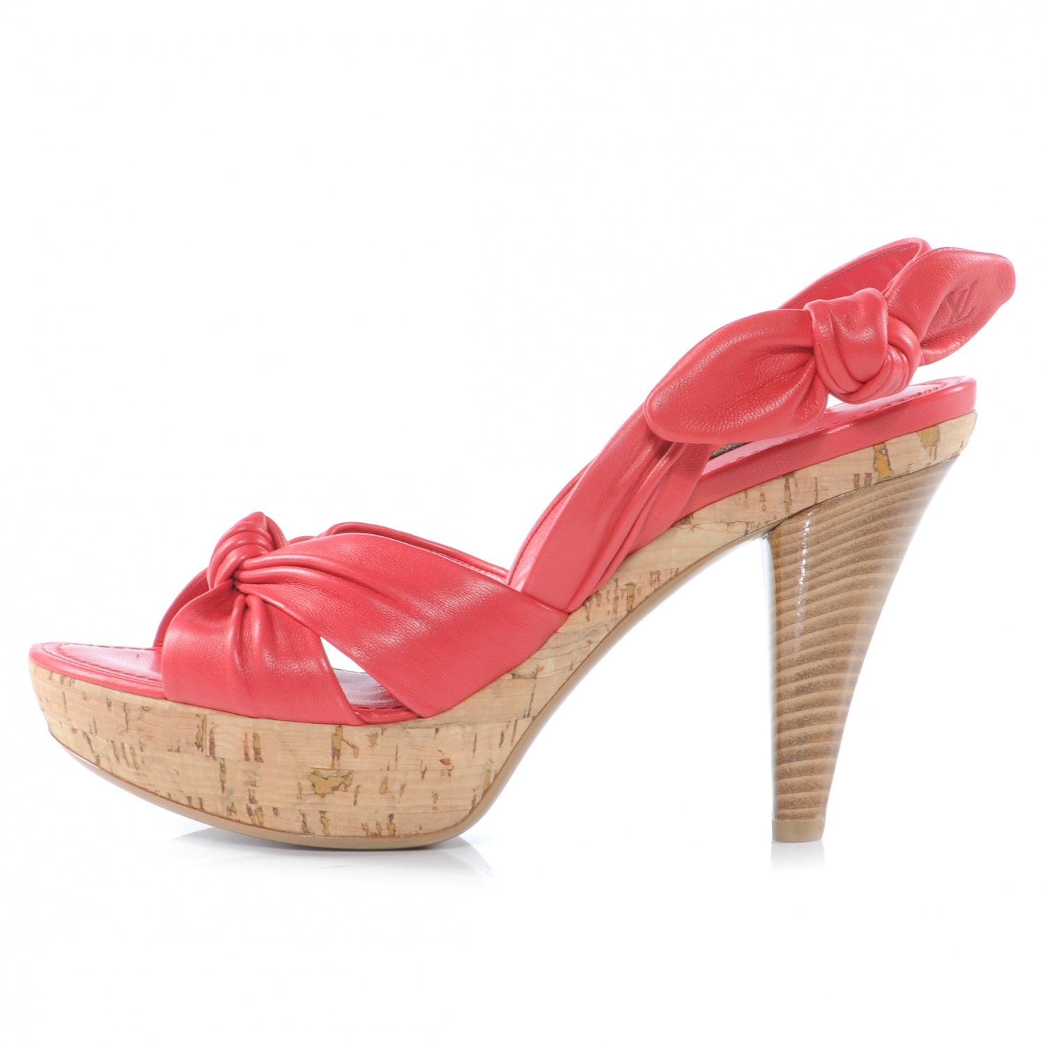 Louis Vuitton Porto Cervo Leather Slingback Heels Red 38 1 of 8