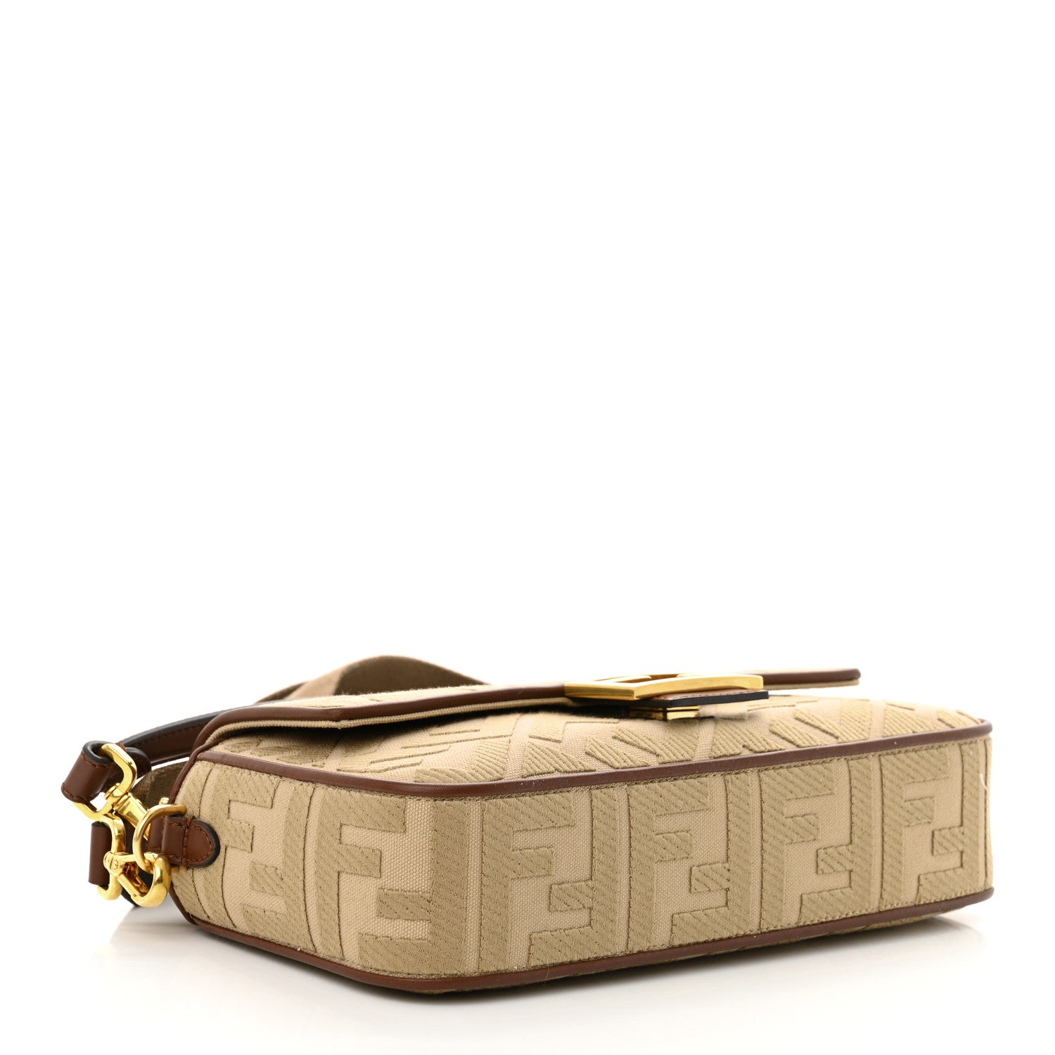 Fendi Canvas Vitello King FF Embroidered Baguette Sand Ghianda 4 of 9