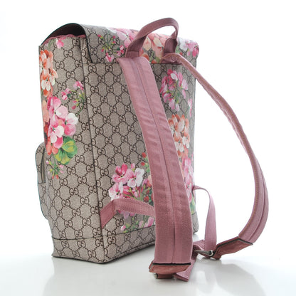 Gucci GG Supreme Monogram Blooms Medium Single Buckle Backpack Beige Multicolor Dry Rose 3 of 7