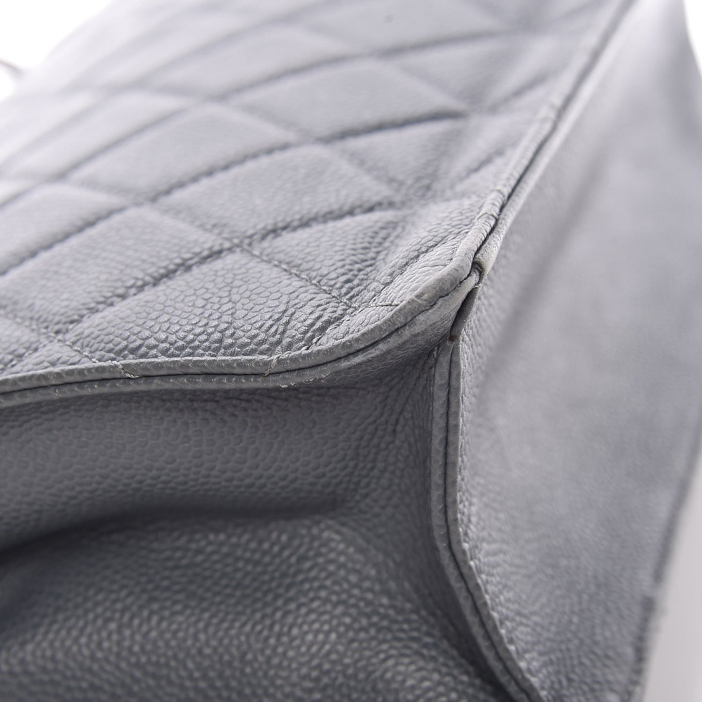 Caviar Quilted Large Retro Class Flap Grey