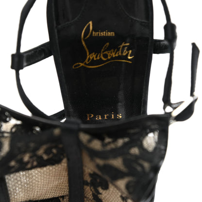 Christian Louboutin Dentelle Lace Fortitia Sandals 38.5 Black 7 of 9