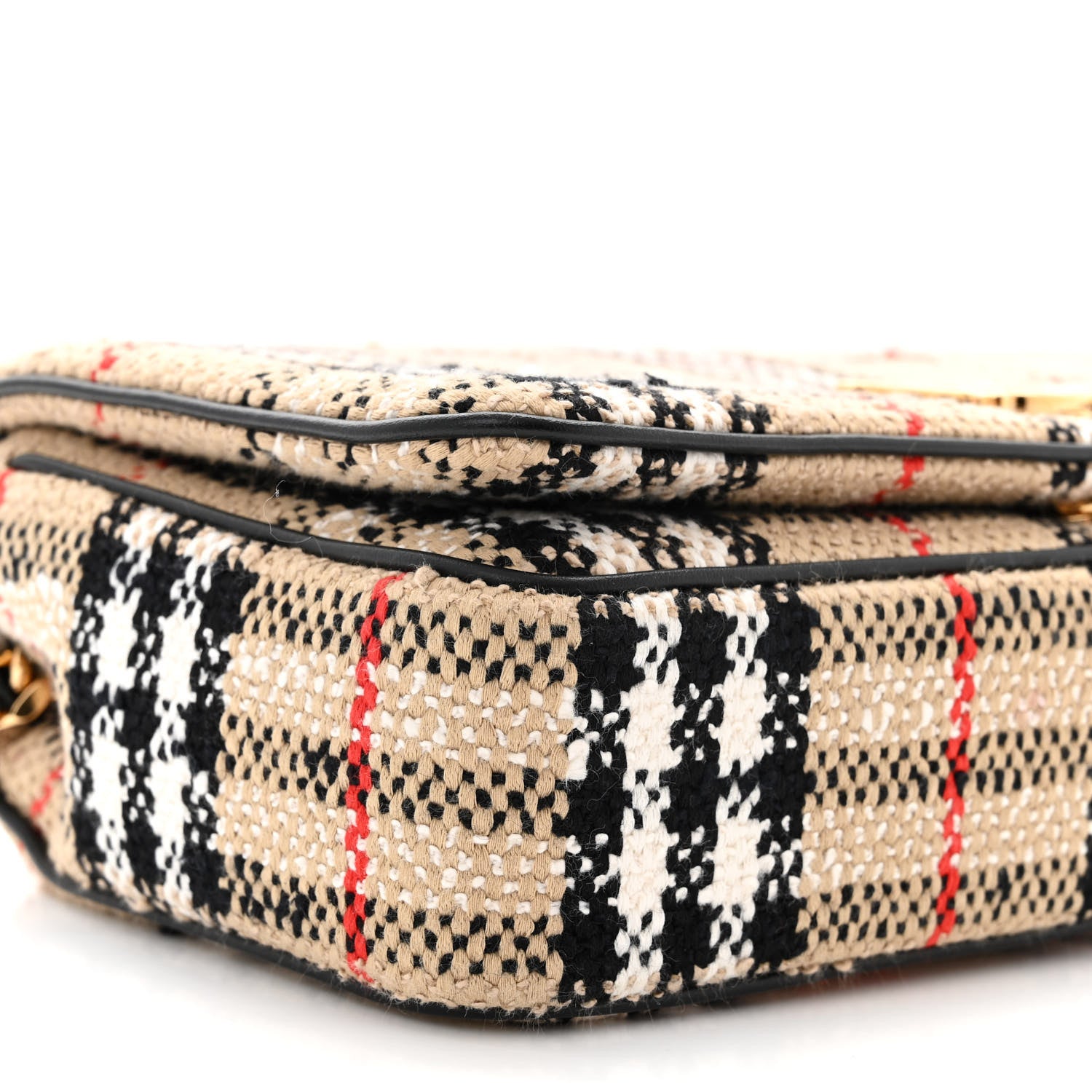 Burberry Calfskin Boucle Check Small Lola Chain Bag Archive Beige 9 of 11