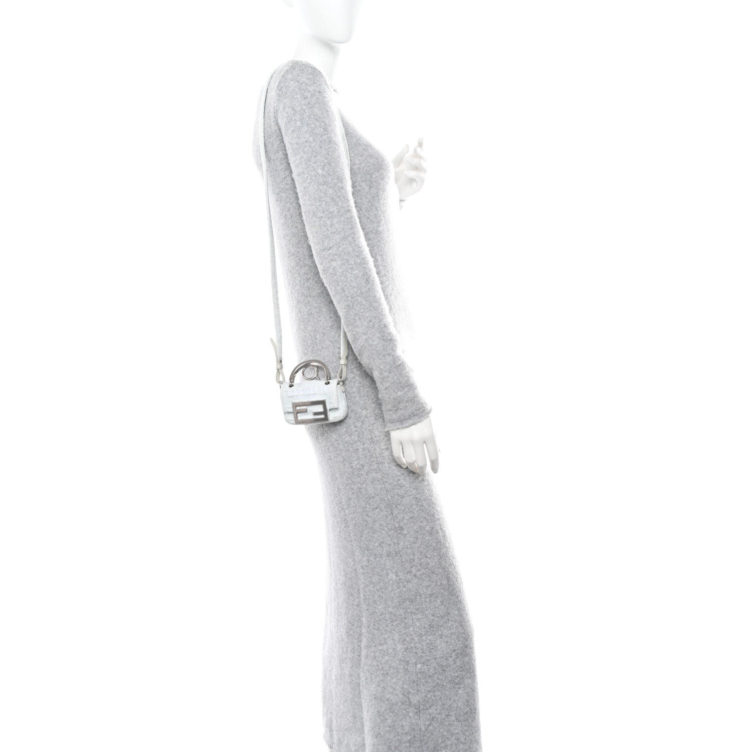 Fendi X MARC JACOBS Bleached Denim Logo Baguette Charm Off White 2 of 12
