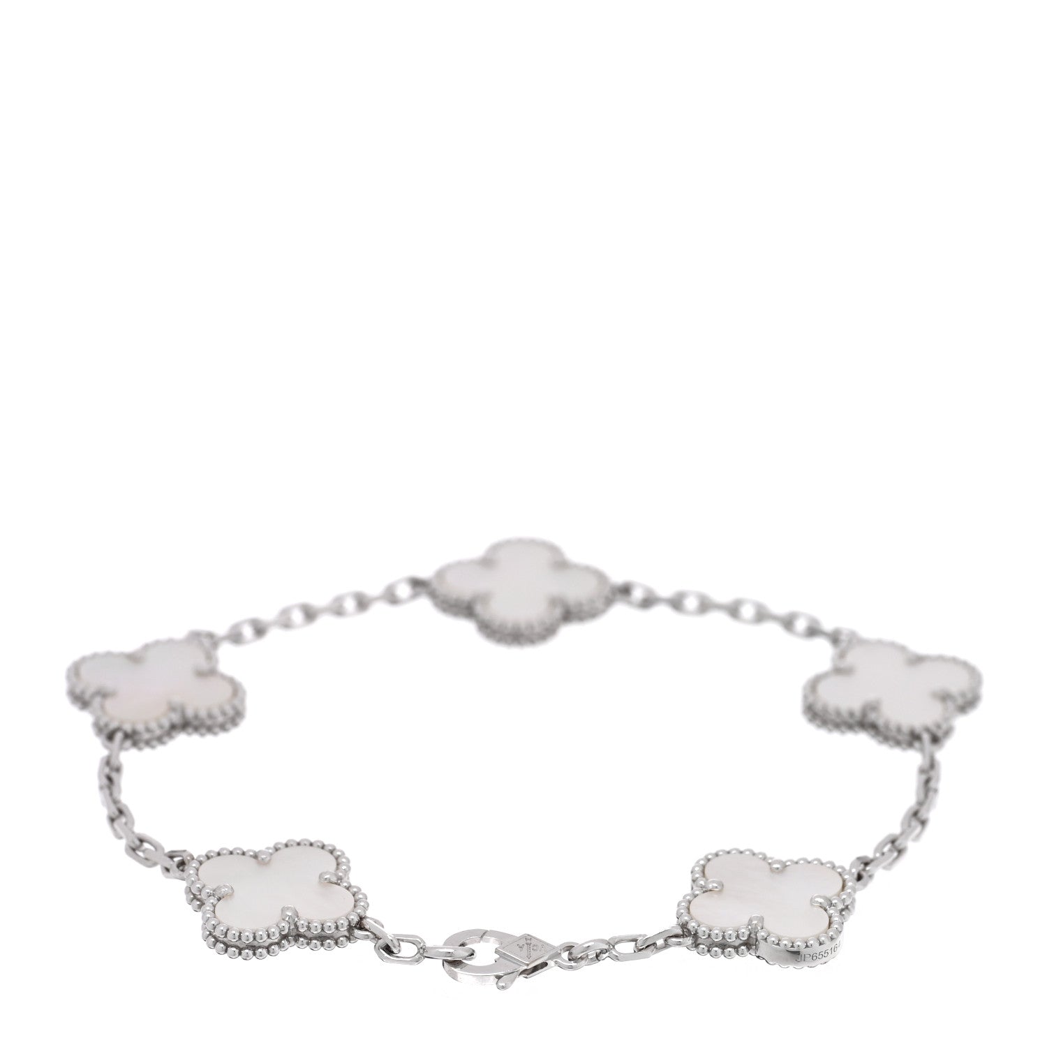 Van Cleef & Arpels 18K White Gold Mother of Pearl 5 Motifs Vintage Alhambra Bracelet 2 of 3