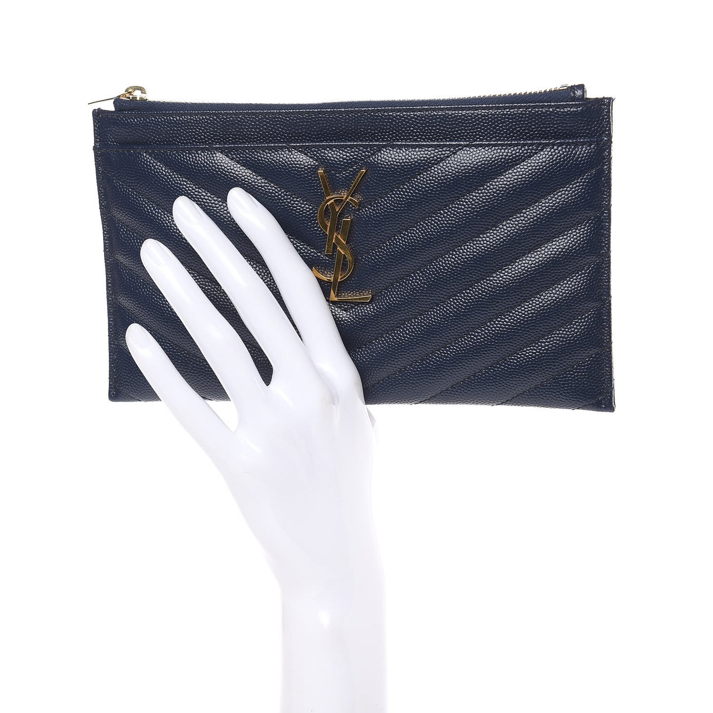 Grain De Poudre Chevron Monogram Bill Pouch Navy