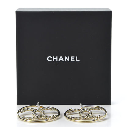 Chanel Crystal High Society CC Hoop Earrings Gold 5 of 5