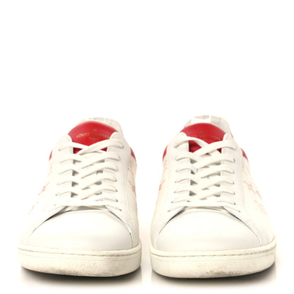 Louis Vuitton Calfskin Monogram Luxembourg Sneakers 10 Red White 3 of 9