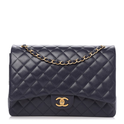 Chanel Caviar Quilted Maxi Double Flap Navy Blue 1 of 10