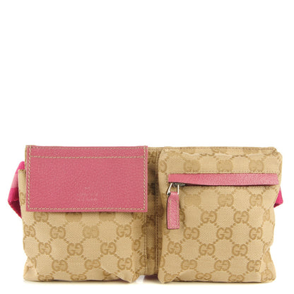 Gucci GG Monogram Web Double Pocket Belt Bag Pink 1 of 8