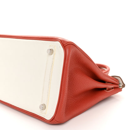 Hermes Taurillon Clemence Eclat Birkin 30 Sanguine White 9 of 11