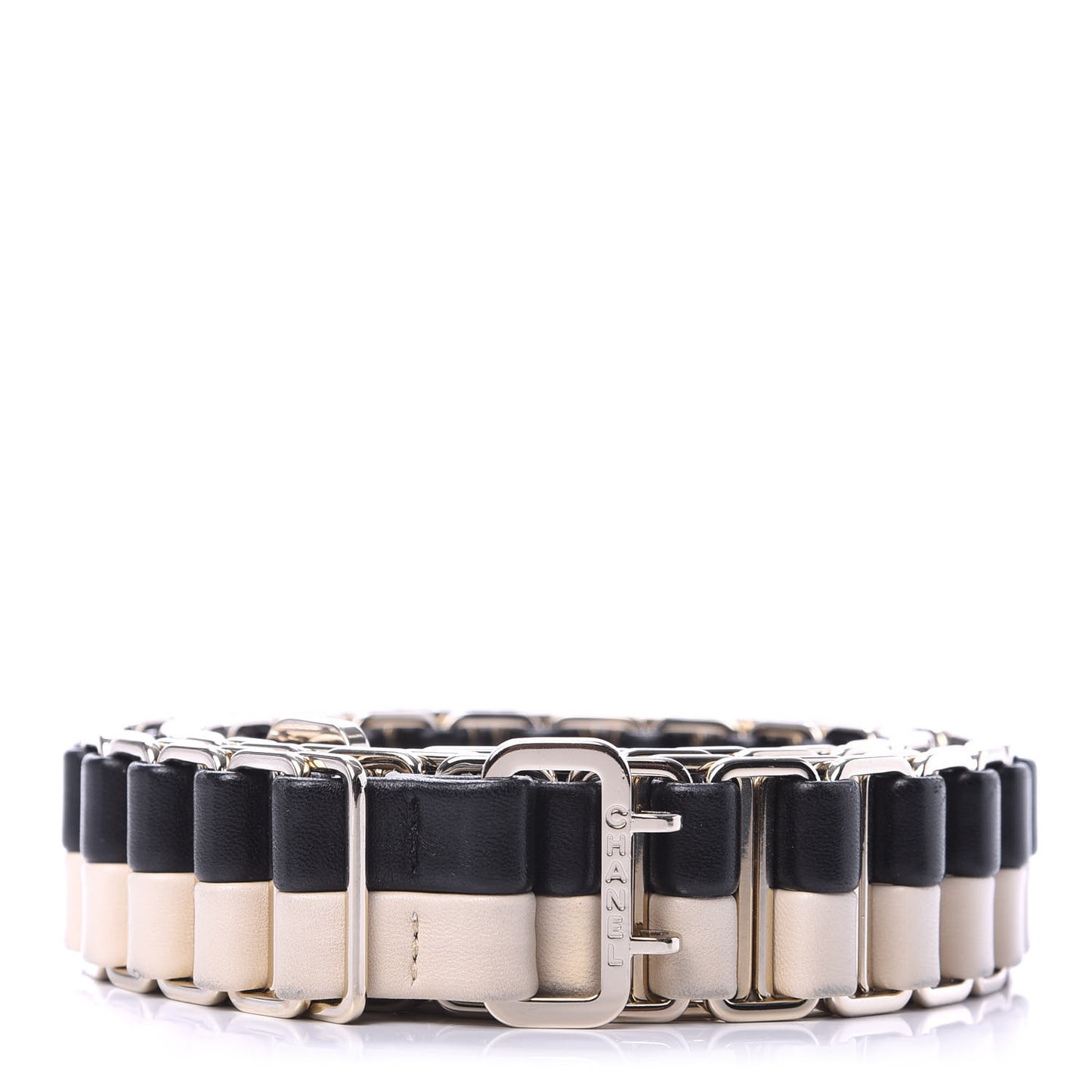 Lambskin Metal Belt 85 34 Black Beige