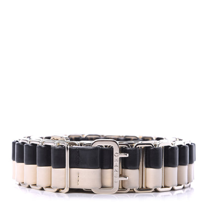 Chanel Lambskin Metal Belt 85 34 Black Beige 1 of 7