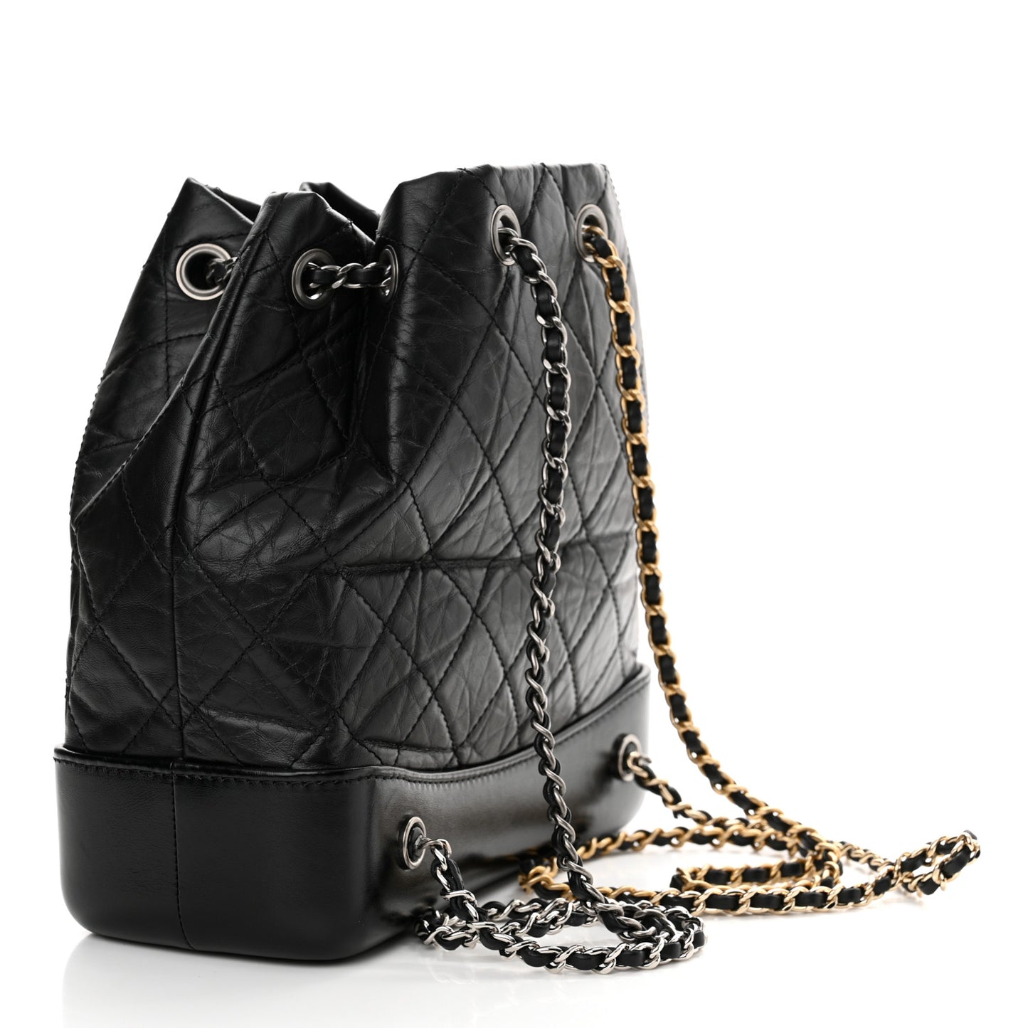 Aged Calfskin Quilted Small Gabrielle Backpack Black