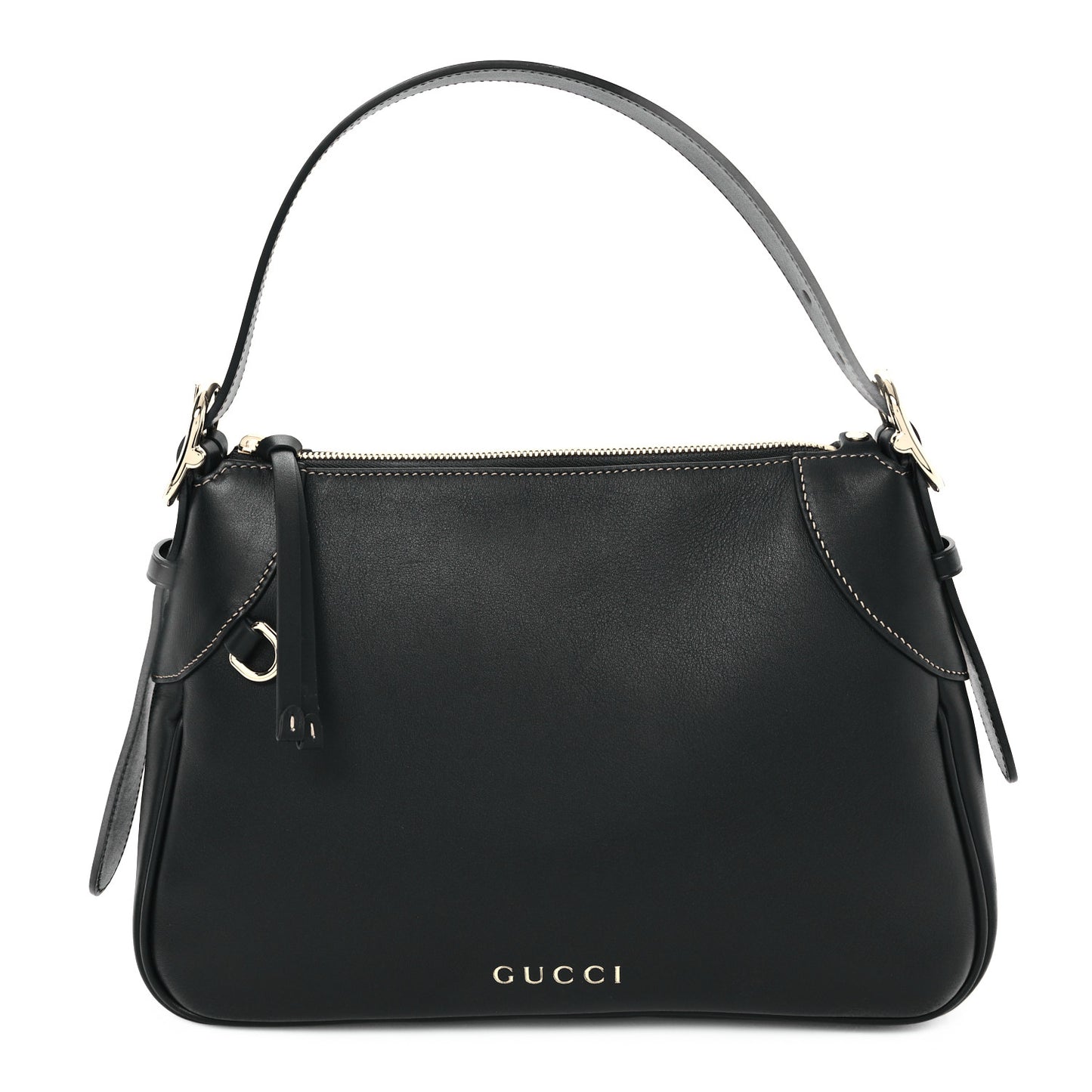 Calfskin Medium Emblem Shoulder Bag Black