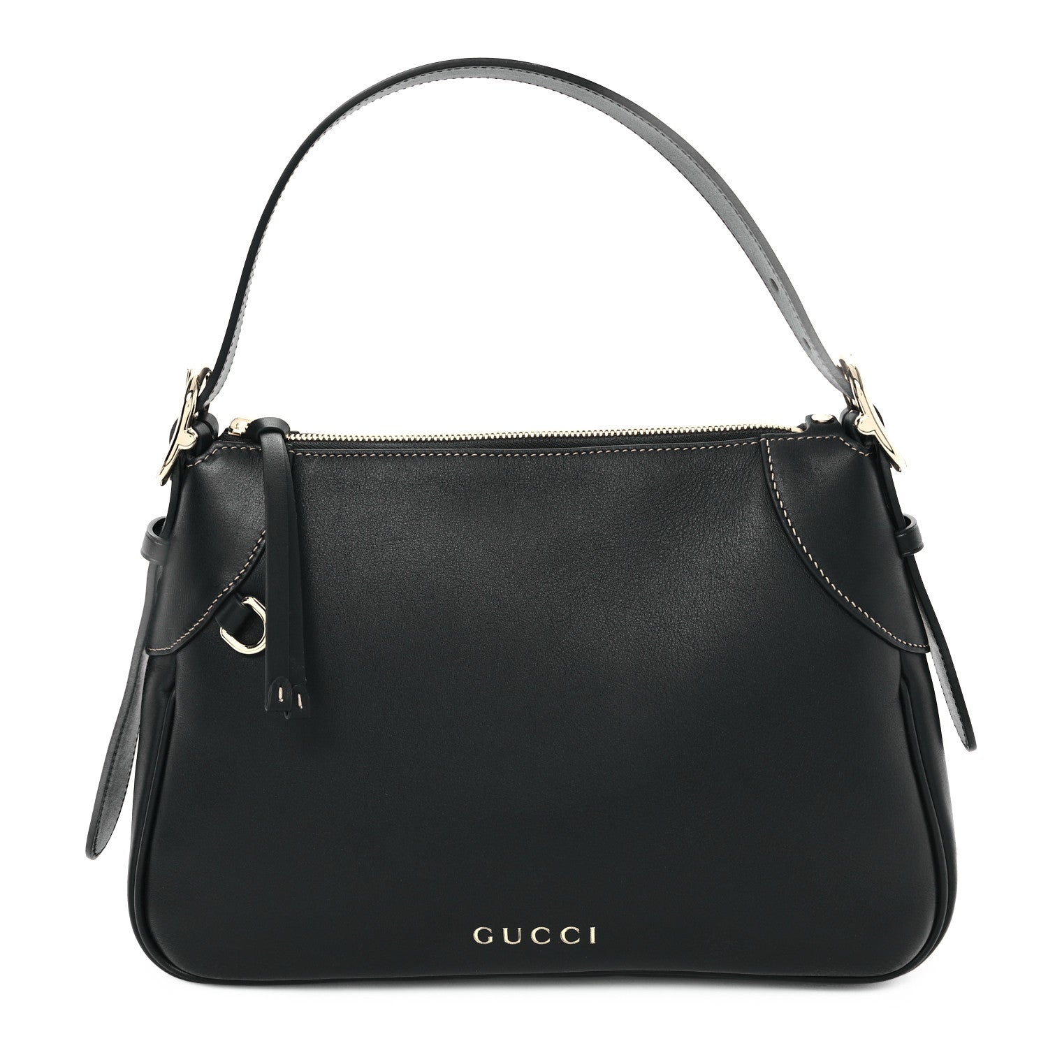 Gucci Calfskin Medium Emblem Shoulder Bag Black 1 of 11