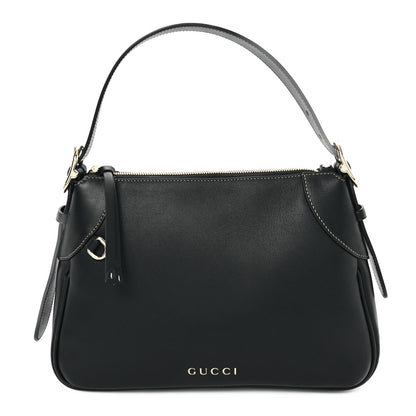 Gucci Calfskin Medium Emblem Shoulder Bag Black 1 of 11