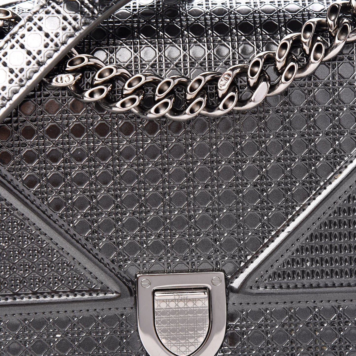 Metallic Patent Micro-Cannage Medium Diorama Flap Bag Onyx Black