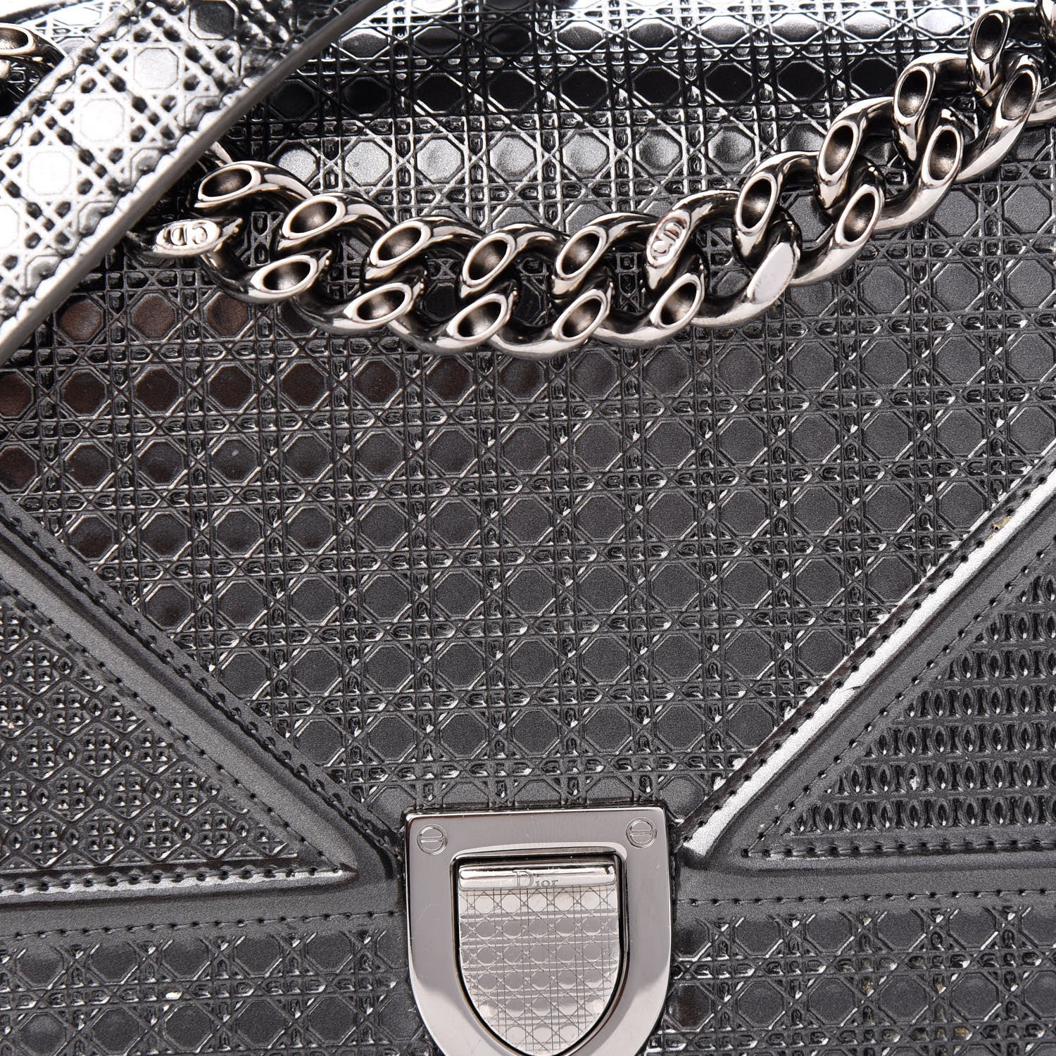 Christian Dior Metallic Patent Micro-Cannage Medium Diorama Flap Bag Onyx Black 8 of 10