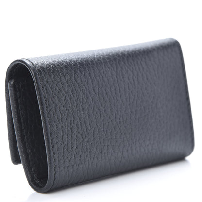 Gucci Pebbled Calfskin GG Marmont 6 Key Holder Black 3 of 8