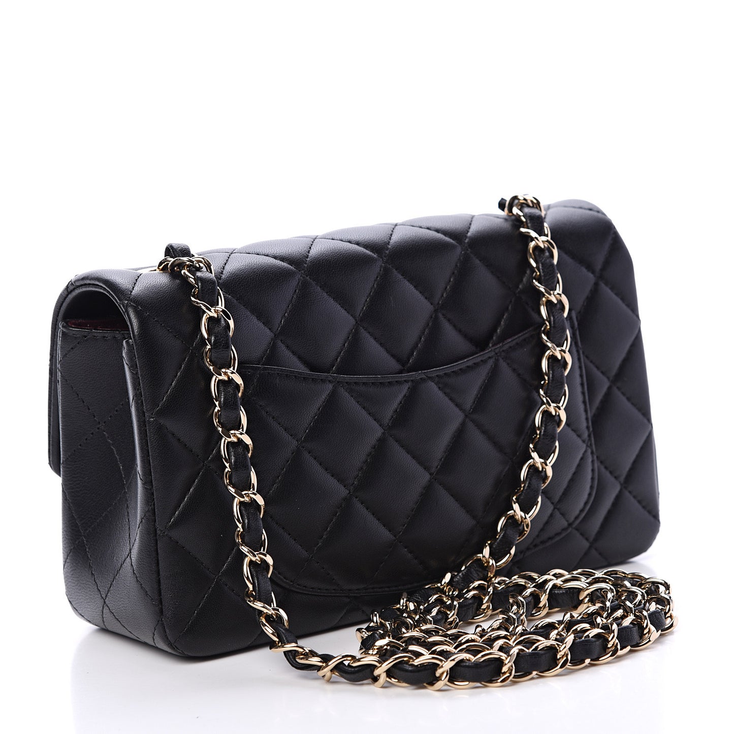 Lambskin Quilted Mini Rectangular Flap Black