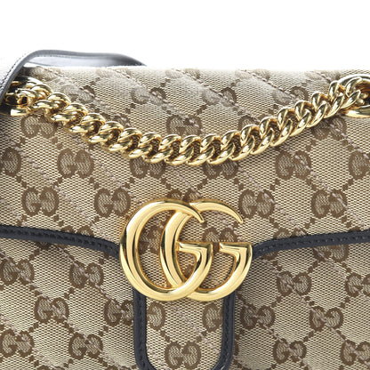 Gucci Monogram Matelasse Diagonal Mini GG Marmont Shoulder Bag Beige Black 10 of 10