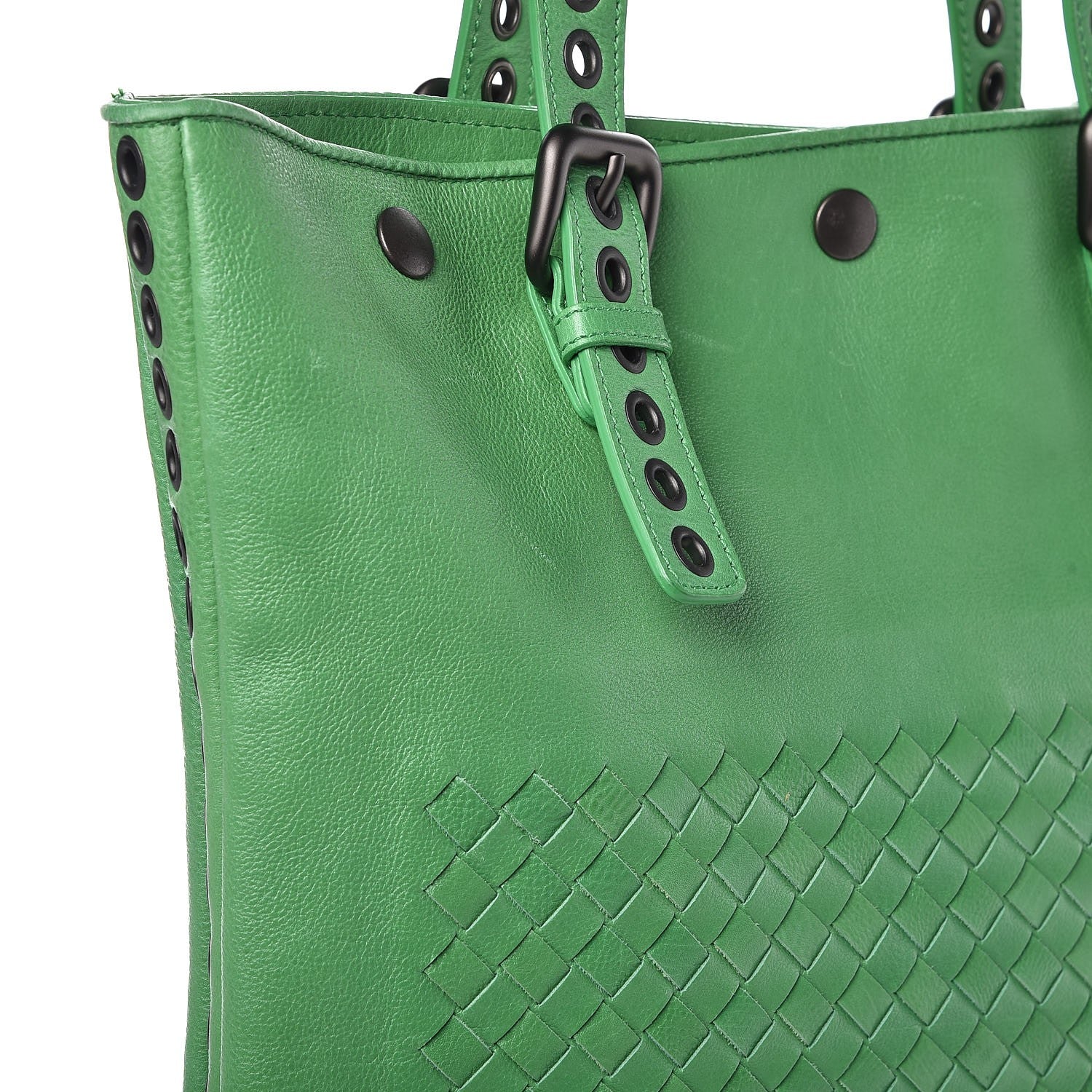 Bottega Veneta Calfskin Intrecciato Flat Tote Green 10 of 10