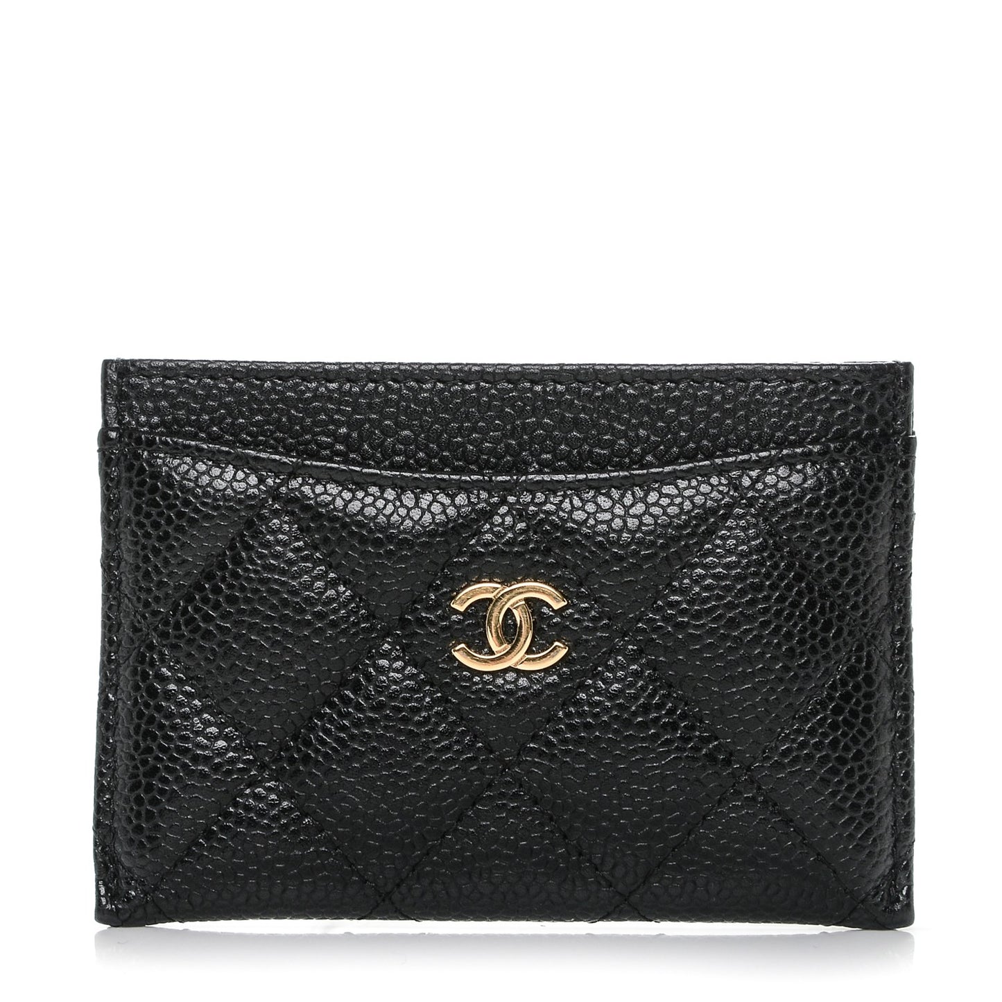 Caviar Quilted Card Holder Black
