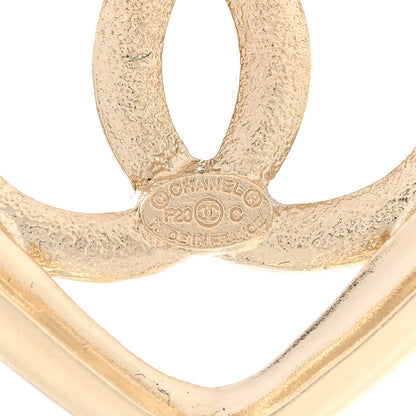 Chanel Metal Crystal CC Logo Heart Brooch Gold 4 of 5