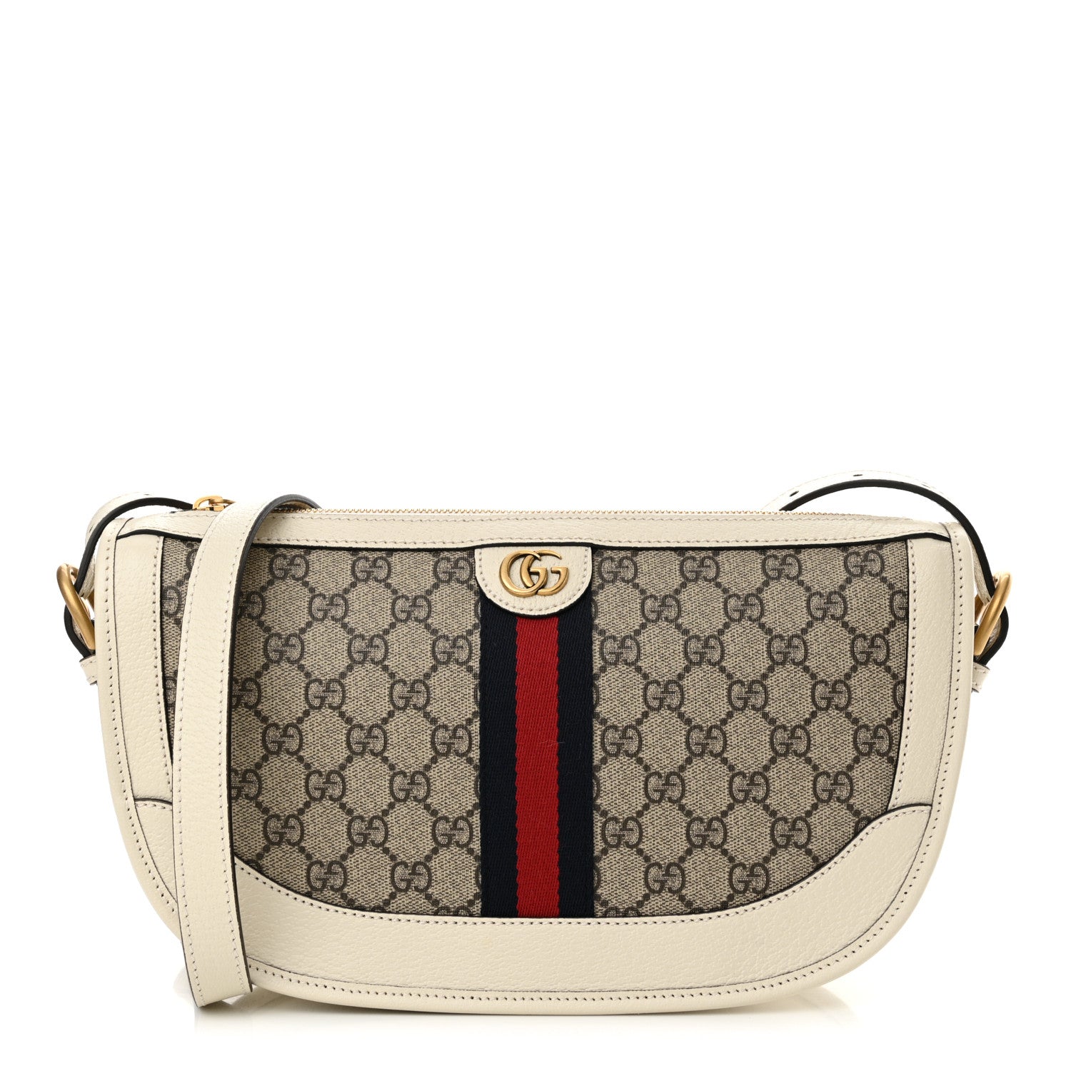Gucci GG Supreme Monogram Web Large Ophidia Shoulder Bag Beige Ebony Mystic White 1 of 10