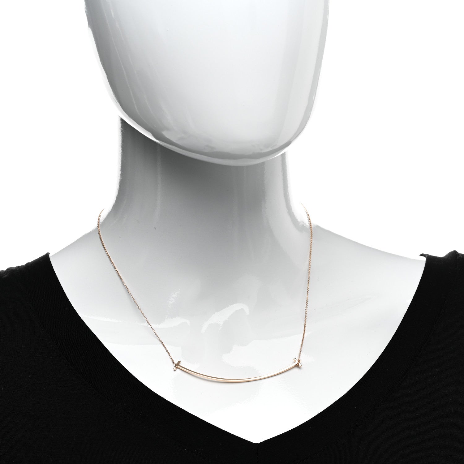 Tiffany 18K Rose Gold Large T Smile Pendant Necklace 2 of 5