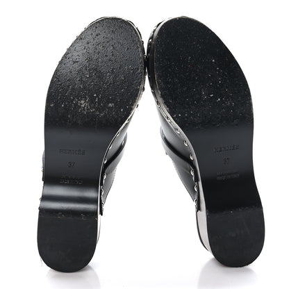 Hermes Calfskin Carlotta Mules 37 Black 6 of 8