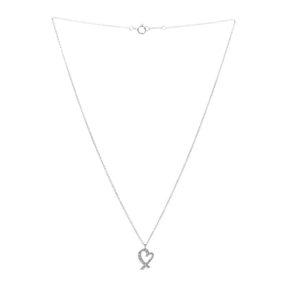 Tiffany 18K White Gold Diamond Mini Paloma Picasso Loving Heart Pendant Necklace 3 of 5