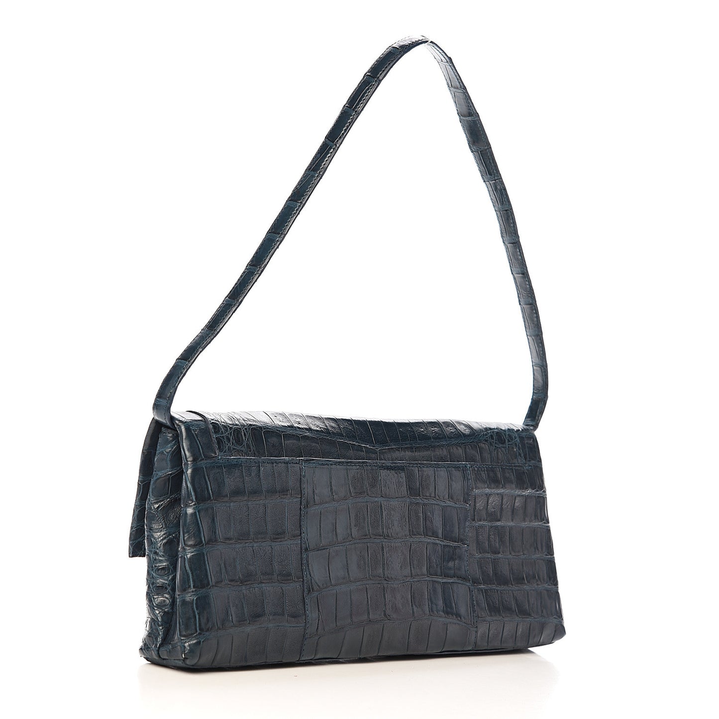 Crocodile Gotham Flap Clutch Dark Blue